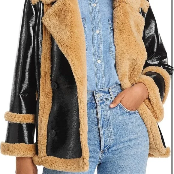 French Connection Black and Tan Teddy Jacket - Picture 7 of 8